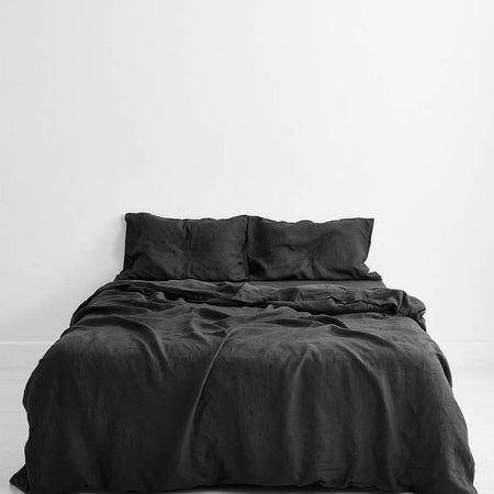 Charcoal 100% Flax Linen Bedding Set