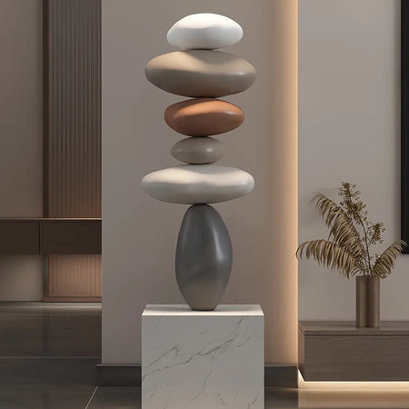 80CM Glowing Stone Creative Home Decor Large Feng Shui Stone Statue Indoor Floor Sculpture