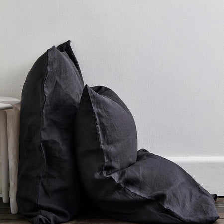 Charcoal 100% Flax Linen Pillowcases (Set of Two)
