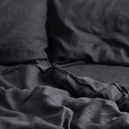 Charcoal 100% Flax Linen Pillowcases (Set of Two)